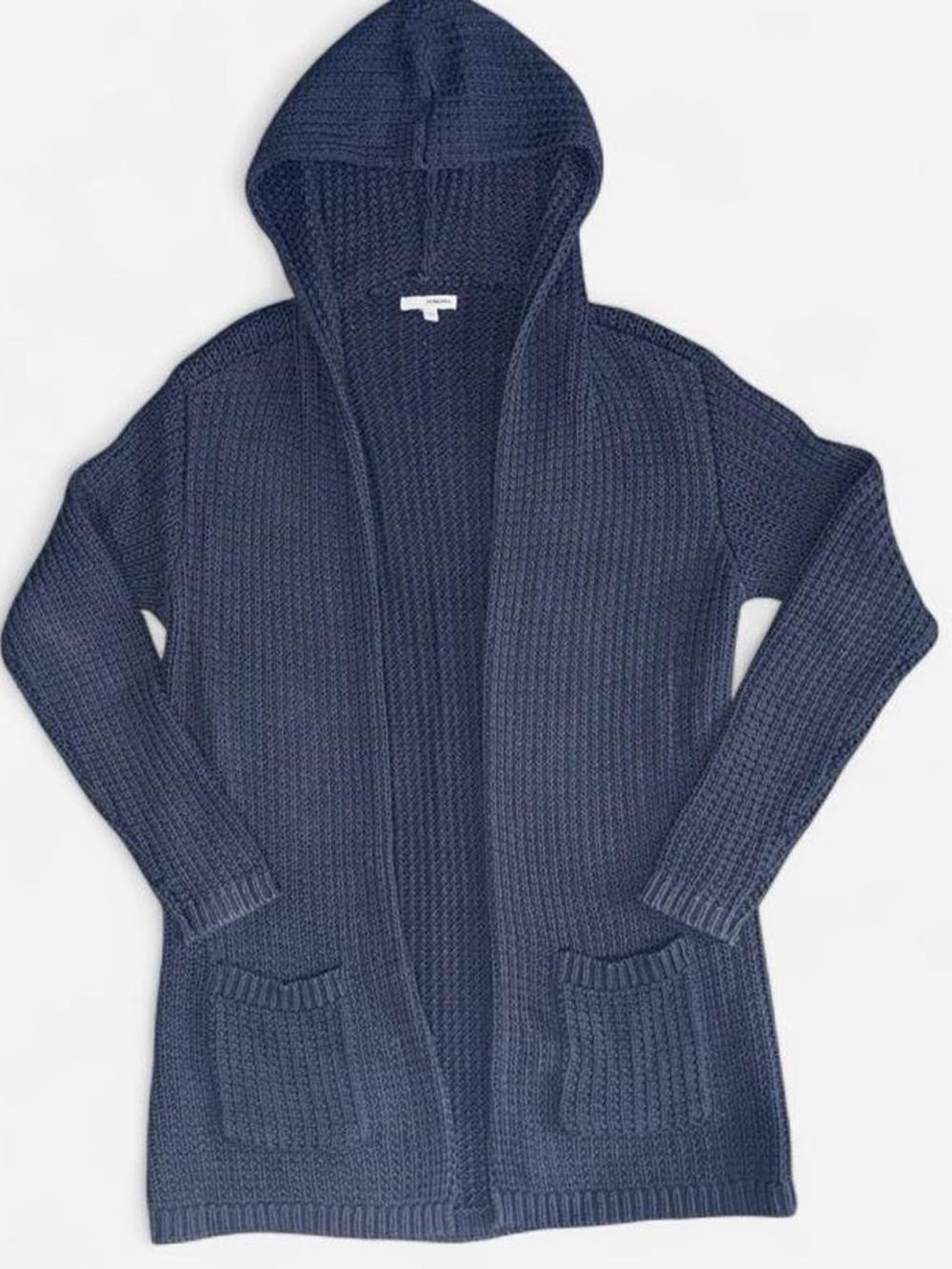 Sonoma Rustic Country Navy Blue Knit Cardigan Sweater with Hood, Size Medium